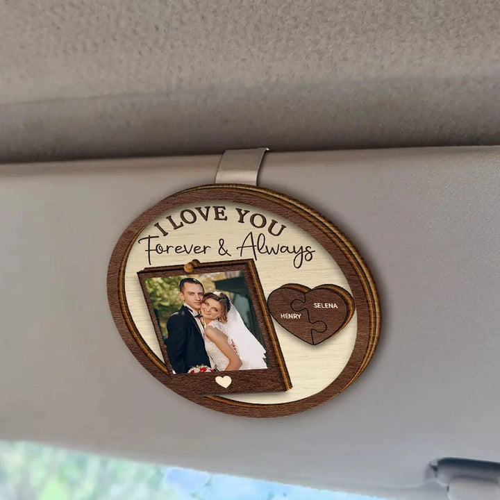 Clipe personalizado para viseira de carro para longas viagens – Presente fotográfico personalizado para manter seu amor sempre por perto.