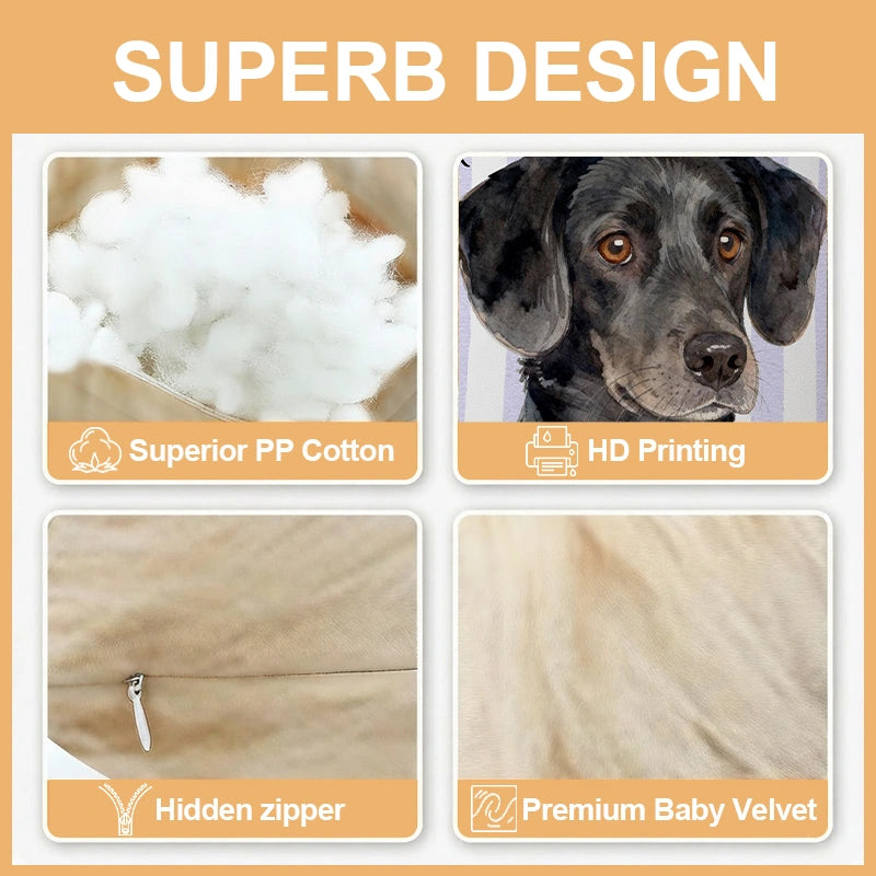 Custom Striped Pet Photo Pillow – Personalized Dog & Cat Cushion with Name