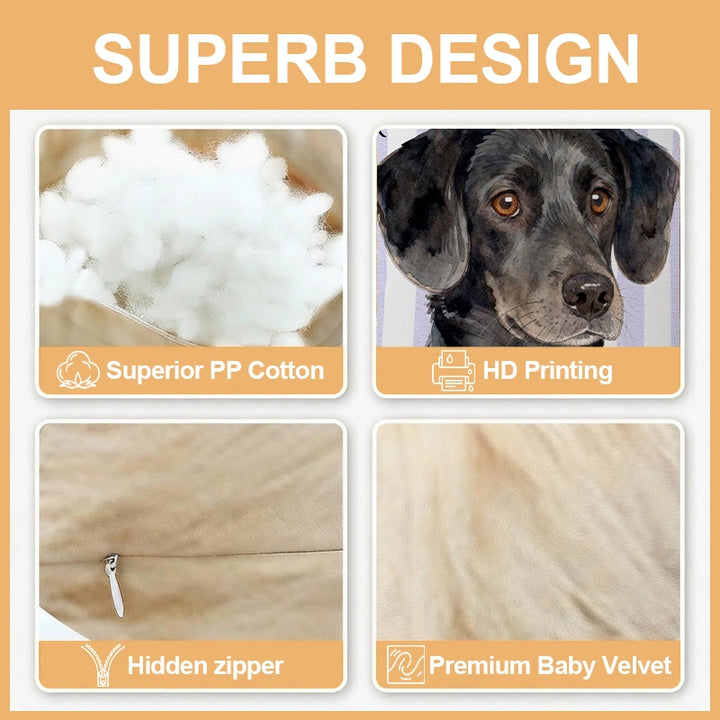 Custom Striped Pet Photo Pillow – Personalized Dog & Cat Cushion with Name