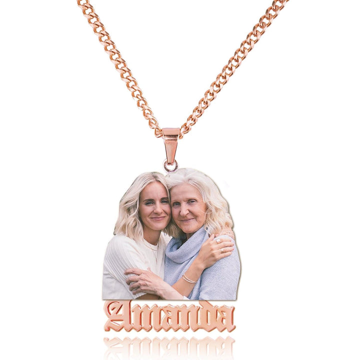 Personalized Color Photo and Name Locket Necklace