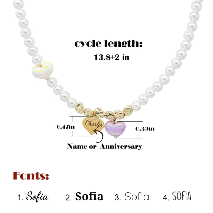 Personalized Heart Pearl Necklace – Custom Birthday Gift