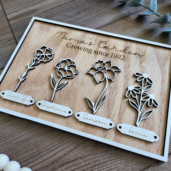 Personalized name birthday flower photo frame