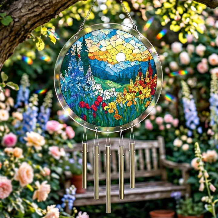 Dawn Blossom Sea Acrylic Suncatcher – Ocean-Inspired Floral Window Art Decor
