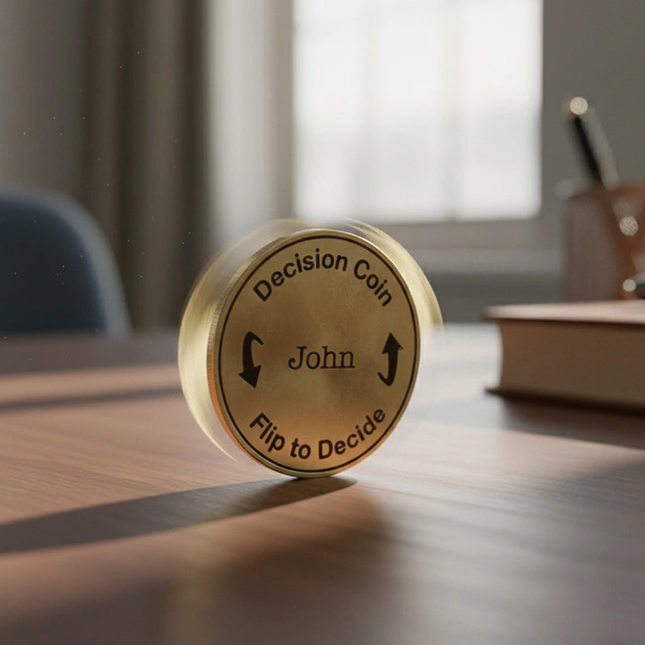 Decision Coin – Custom Engraved Brass Coin for Couples, Personalized Flip Coin Anniversary Gift