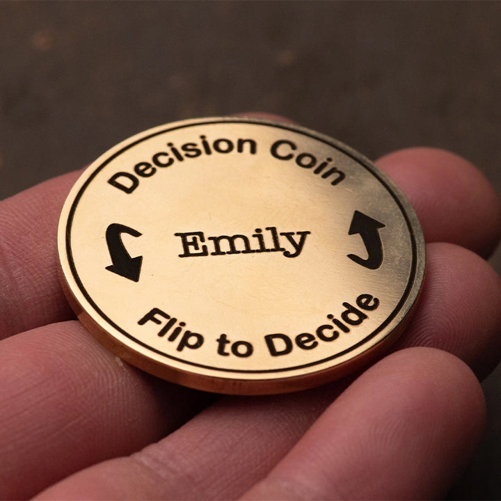 Decision Coin – Custom Engraved Brass Coin for Couples, Personalized Flip Coin Anniversary Gift