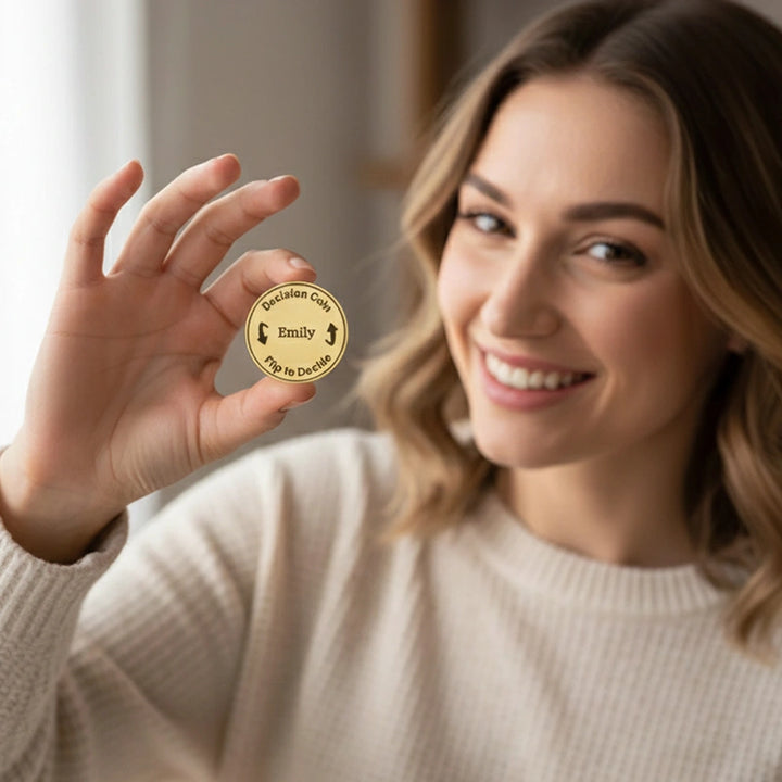 Decision Coin – Custom Engraved Brass Coin for Couples, Personalized Flip Coin Anniversary Gift