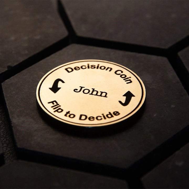 Decision Coin – Custom Engraved Brass Coin for Couples, Personalized Flip Coin Anniversary Gift