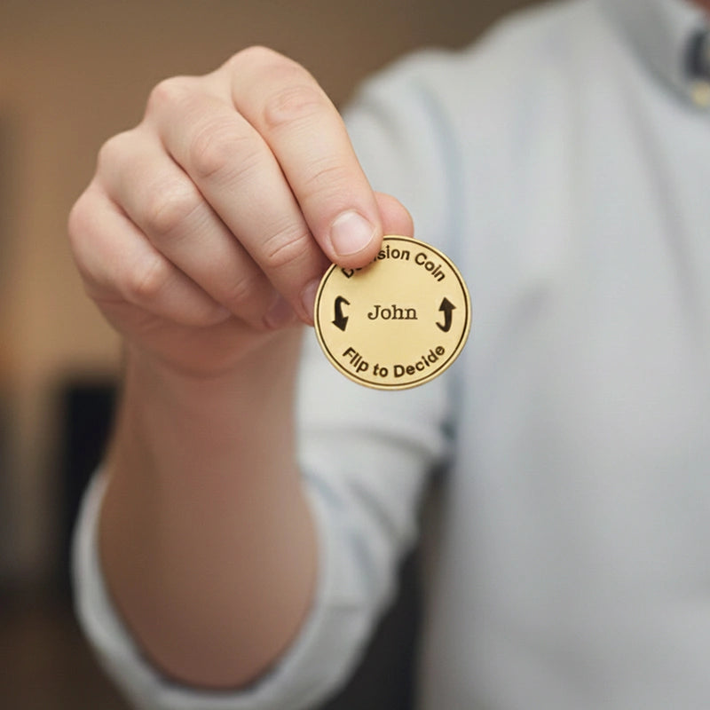 Decision Coin – Custom Engraved Brass Coin for Couples, Personalized Flip Coin Anniversary Gift