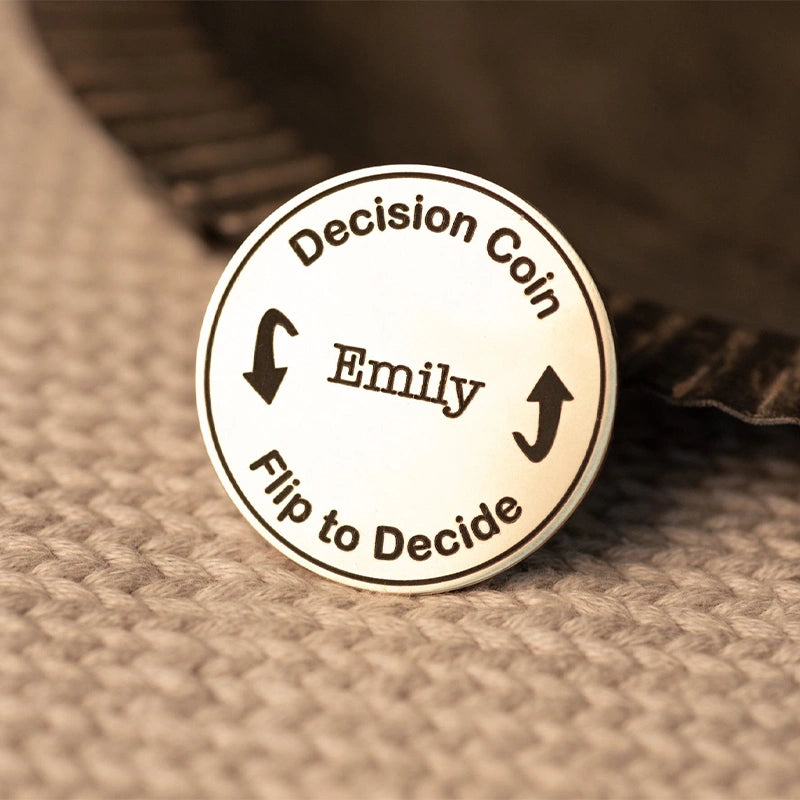 Decision Coin – Custom Engraved Brass Coin for Couples, Personalized Flip Coin Anniversary Gift