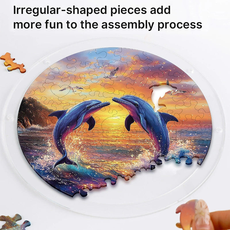 Dolphin Love Song Acrylic Suncatcher Puzzle – Light Catching Window Art Décor