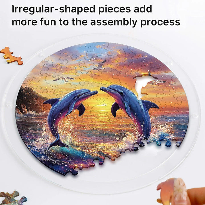 Dolphin Love Song Acrylic Suncatcher Puzzle – Light Catching Window Art Décor