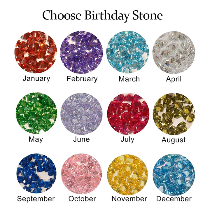 Dual Heart Birthstone Ring for Women – Personalized 2 Names Engraved Sterling Silver Ring, Custom Couple & Family Jewelry Gift