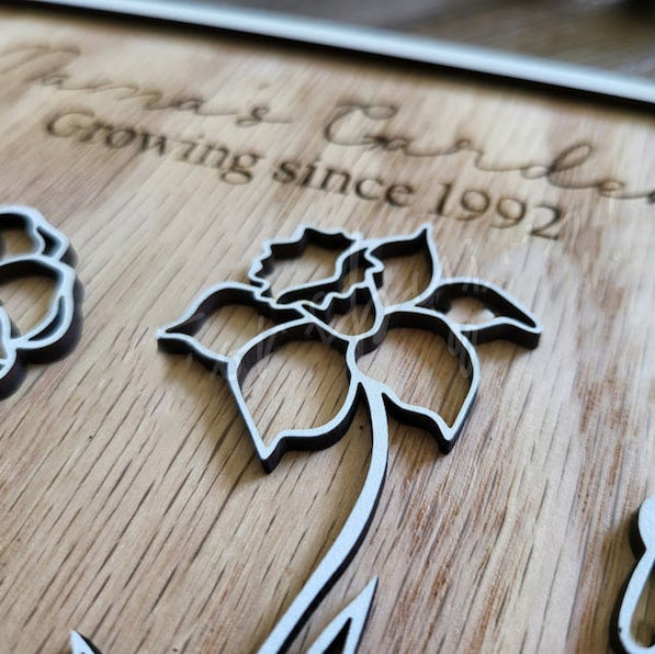 Personalized name birthday flower photo frame