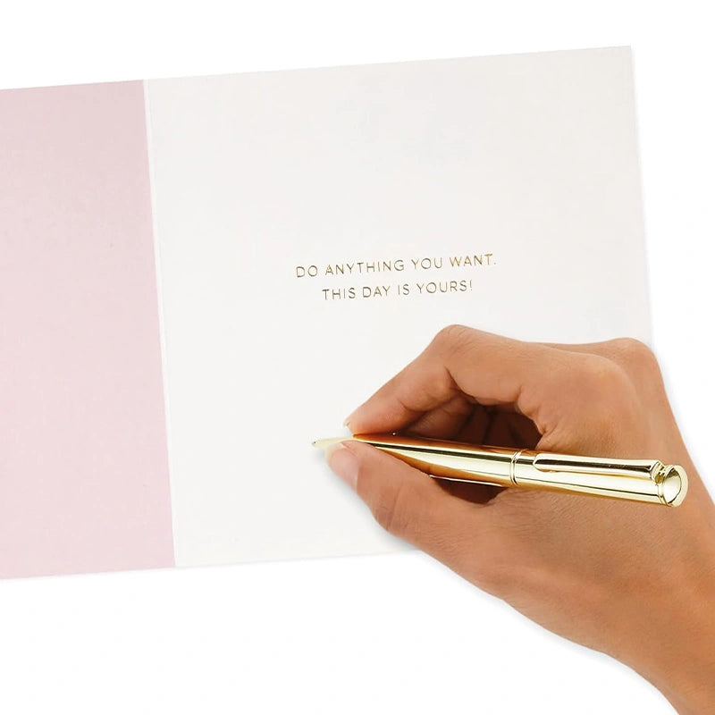 Elegant Happy Birthday Card for Women – Pink & Gold Balloon Greeting Card with Envelope