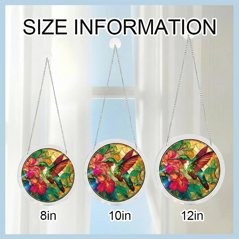 Emerald Flame Hummingbird Acrylic Suncatcher – Vibrant Light-Catching Window Decor