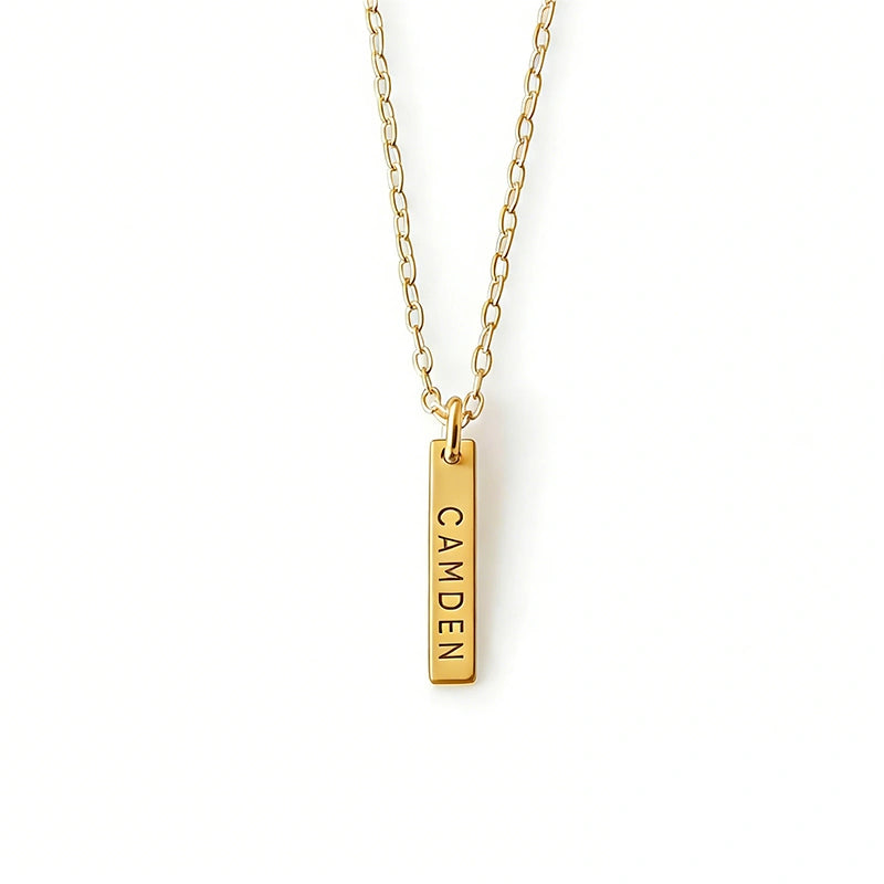 Engraved Vertical Bar Necklace with Multiple Names – Personalized Dainty Bar Necklace for Mom, Mother’s Day Gift