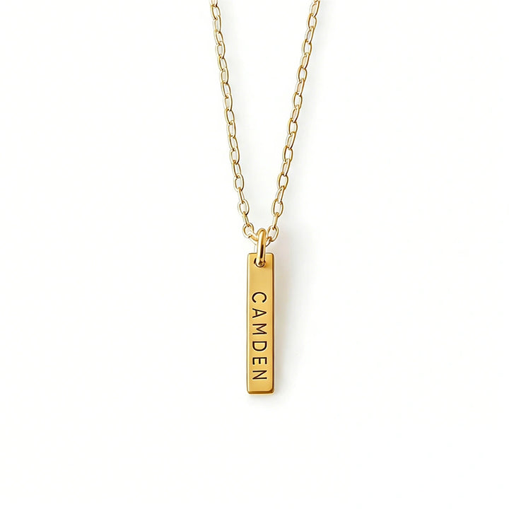 Engraved Vertical Bar Necklace with Multiple Names – Personalized Dainty Bar Necklace for Mom, Mother’s Day Gift