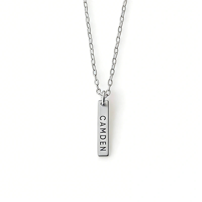Engraved Vertical Bar Necklace with Multiple Names – Personalized Dainty Bar Necklace for Mom, Mother’s Day Gift