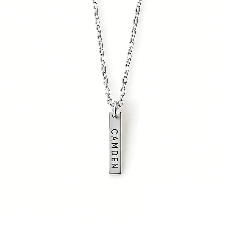 Engraved Vertical Bar Necklace with Multiple Names – Personalized Dainty Bar Necklace for Mom, Mother’s Day Gift