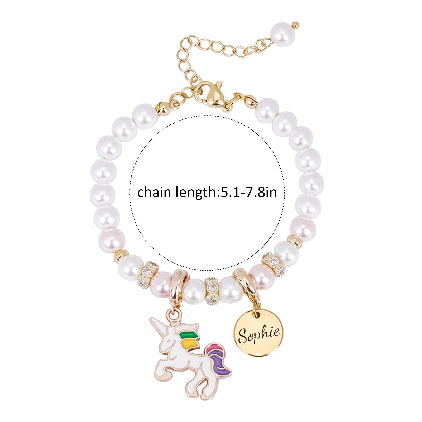 Unicorn Personalized Children's Name Pearl Bracelet