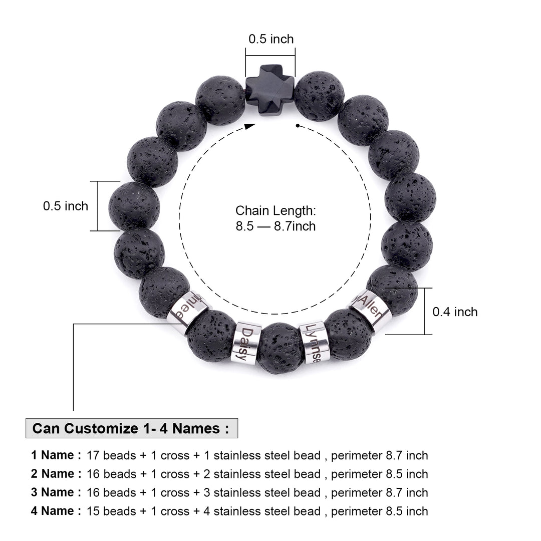 Personalized Men's Beaded Natural Stone Braided Rope Bracelet