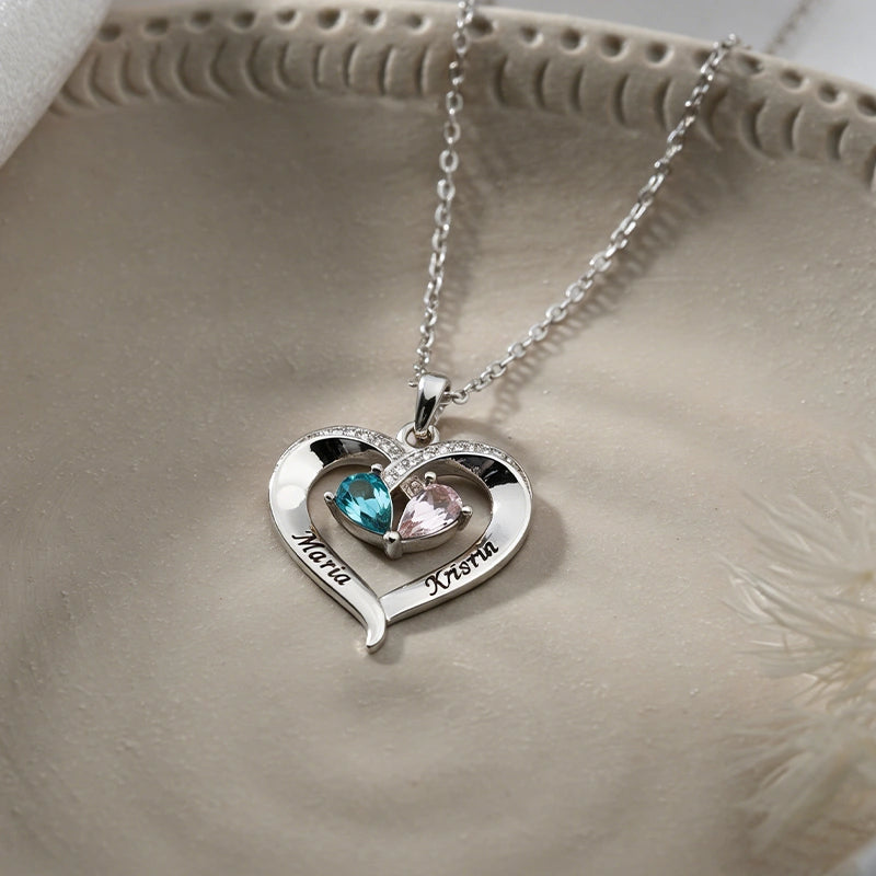 Forever Love Birthstone & Diamond Heart Necklace| Mother’s Day Gift for Mom