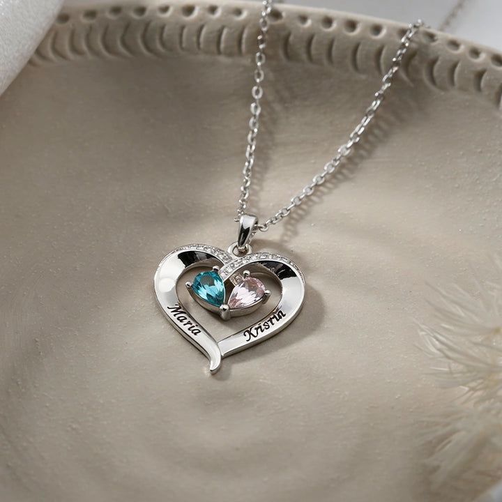 Forever Love Birthstone & Diamond Heart Necklace| Mother’s Day Gift for Mom