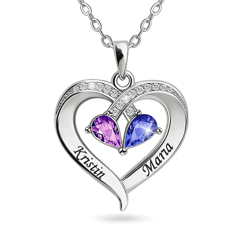 Forever Love Birthstone & Diamond Heart Necklace| Mother’s Day Gift for Mom