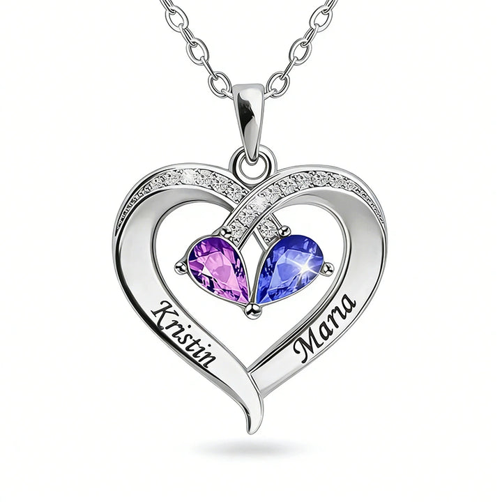 Forever Love Birthstone & Diamond Heart Necklace| Mother’s Day Gift for Mom
