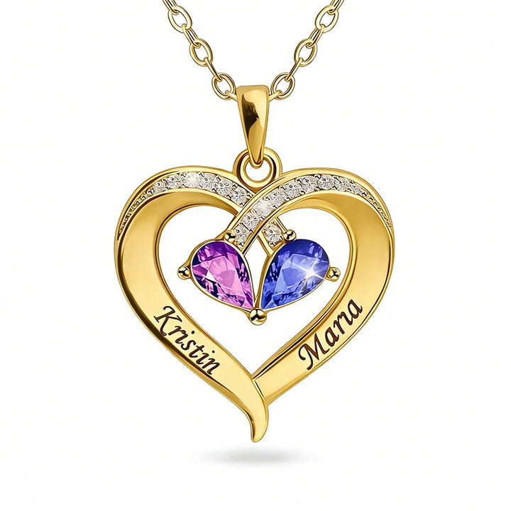 Forever Love Birthstone & Diamond Heart Necklace| Mother’s Day Gift for Mom