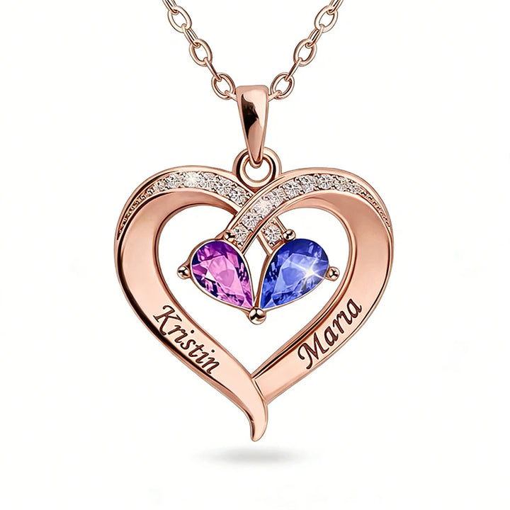 Forever Love Birthstone & Diamond Heart Necklace| Mother’s Day Gift for Mom