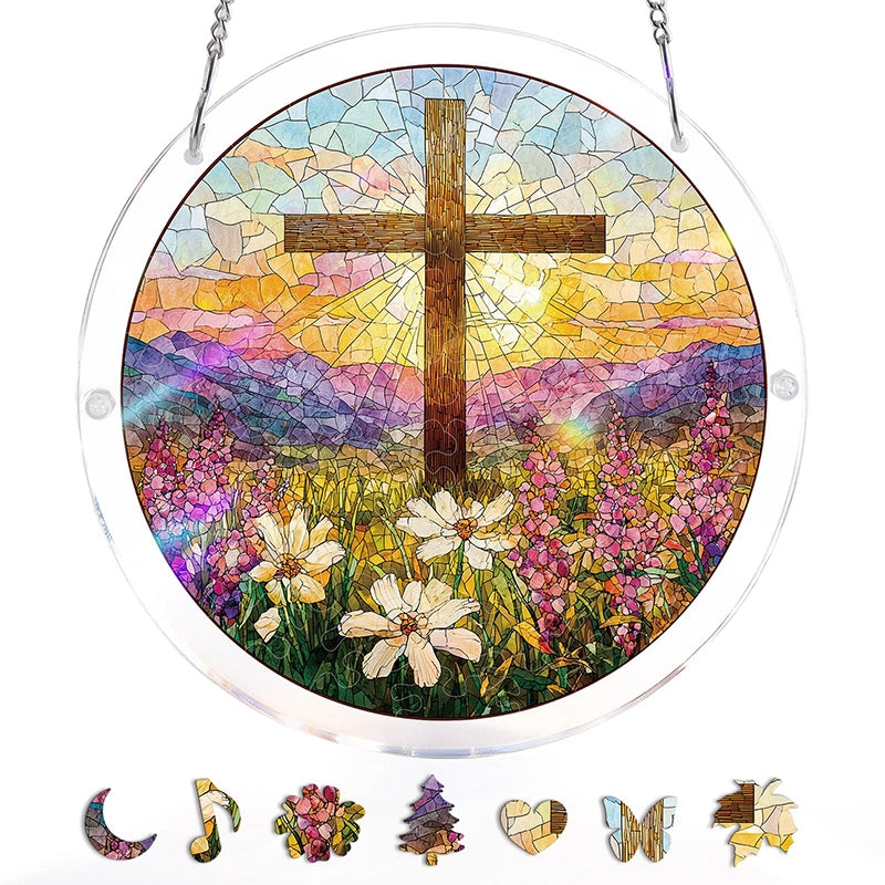 Garden of Holy Light Acrylic Suncatcher Puzzle – Radiant Window Art Décor