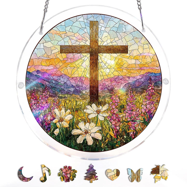 Garden of Holy Light Acrylic Suncatcher Puzzle – Radiant Window Art Décor