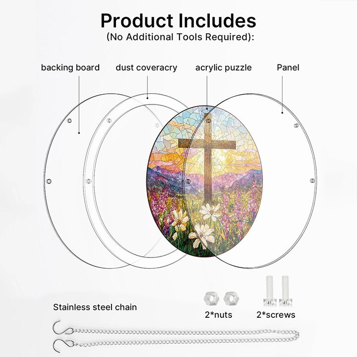 Garden of Holy Light Acrylic Suncatcher Puzzle – Radiant Window Art Décor