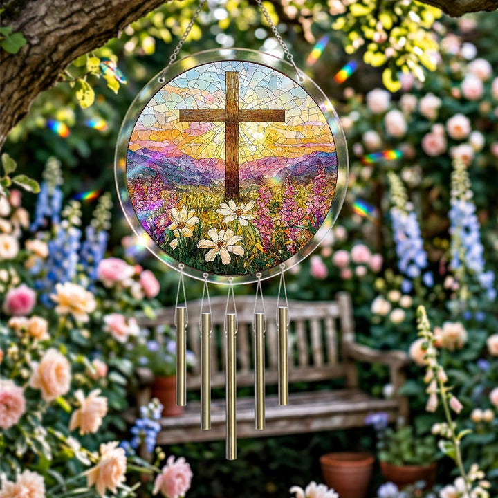 Garden of Holy Light Acrylic Suncatcher – Radiant Faith-Inspired Window Art Décor