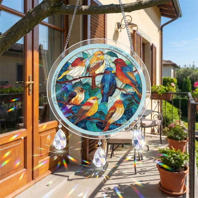 Glowing Feather Haven Acrylic Suncatcher – Radiant Feather Light Window Hanging Decor