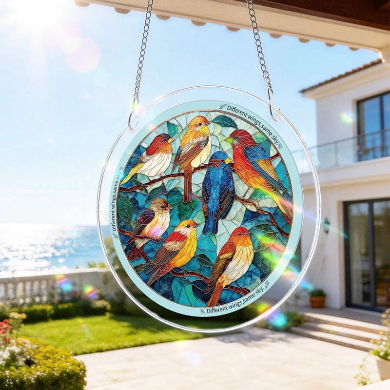 Glowing Feather Haven Acrylic Suncatcher – Radiant Feather Light Window Hanging Decor