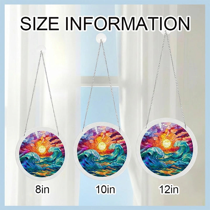 Golden Tide Acrylic Suncatcher – Radiant Ocean Light Window Hanging Decor