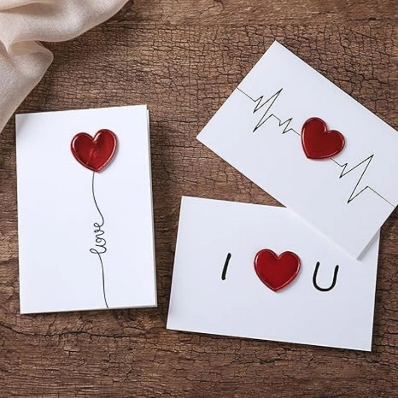 Heart Greeting Cards Set of 8 – DIY Handwritten Valentine’s Day Cards for Long Distance Love