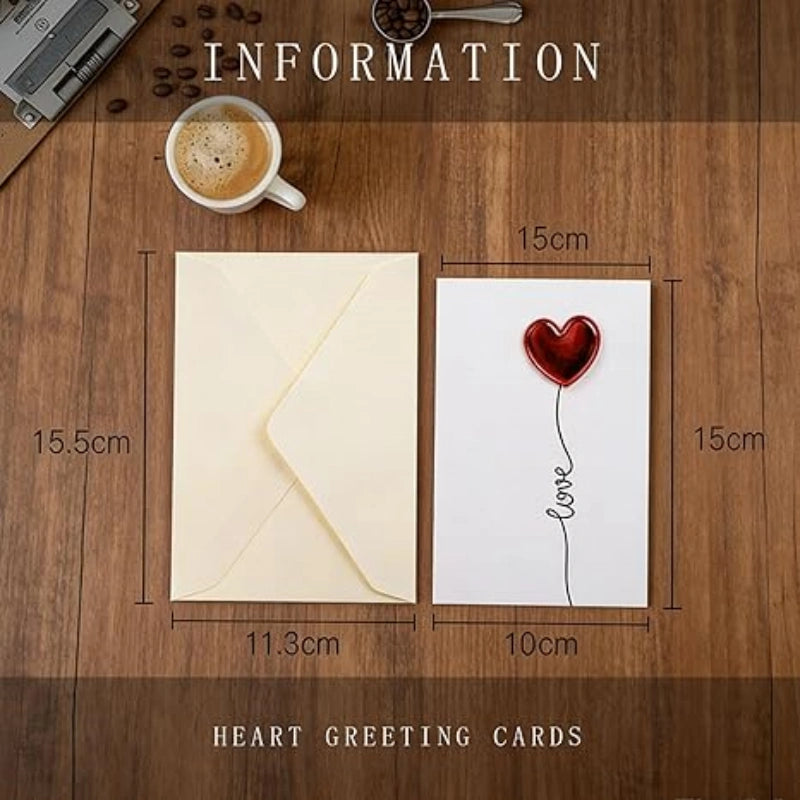 Heart Greeting Cards Set of 8 – DIY Handwritten Valentine’s Day Cards for Long Distance Love
