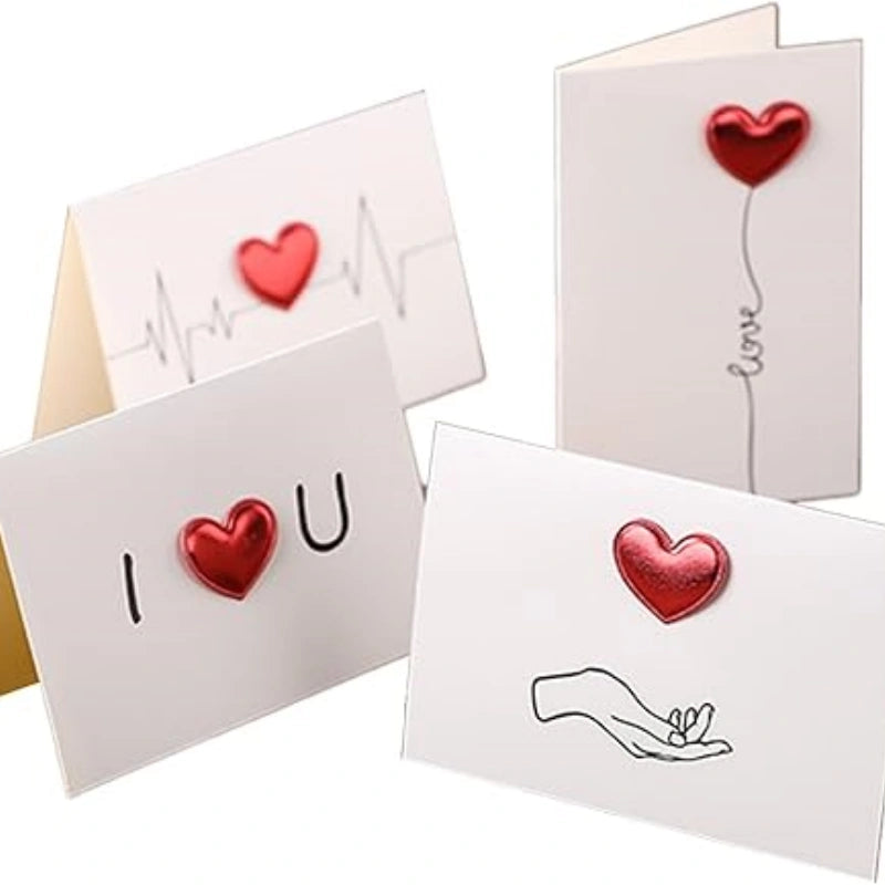 Heart Greeting Cards Set of 8 – DIY Handwritten Valentine’s Day Cards for Long Distance Love