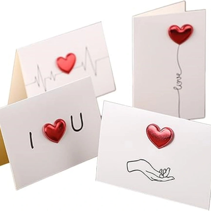 Heart Greeting Cards Set of 8 – DIY Handwritten Valentine’s Day Cards for Long Distance Love