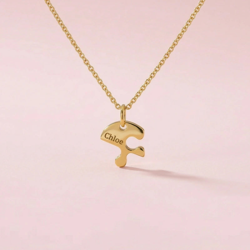 Heart Puzzle Name Necklace with Birthstones (2–5 Names) – Personalized Family & Best Friends Jewelry Set