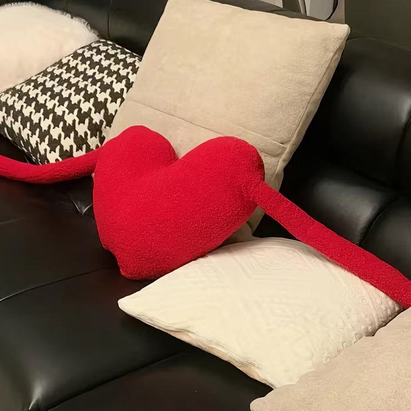 Heart-Shaped Velvet Love Pillow – Soft Red Plush Decorative Cushion for Sofa, Bed & Car | Romantic Valentine’s Day, Birthday & Anniversary Gift