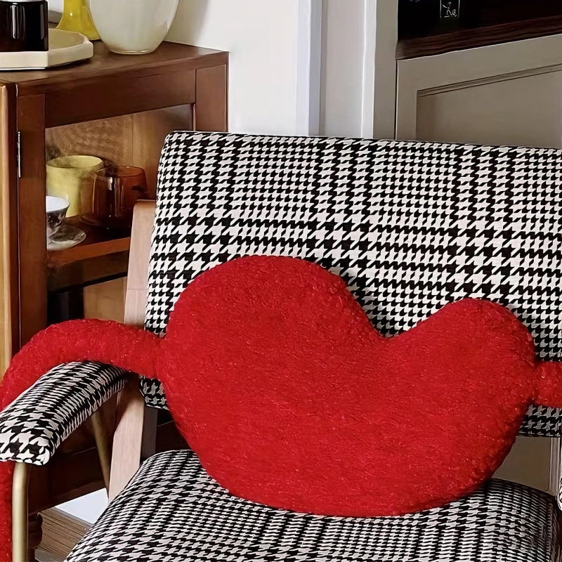 Heart-Shaped Velvet Love Pillow – Soft Red Plush Decorative Cushion for Sofa, Bed & Car | Romantic Valentine’s Day, Birthday & Anniversary Gift