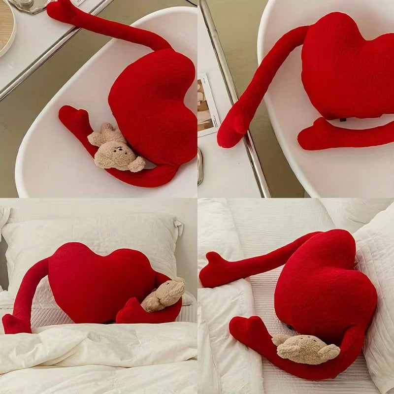 Heart-Shaped Velvet Love Pillow – Soft Red Plush Decorative Cushion for Sofa, Bed & Car | Romantic Valentine’s Day, Birthday & Anniversary Gift