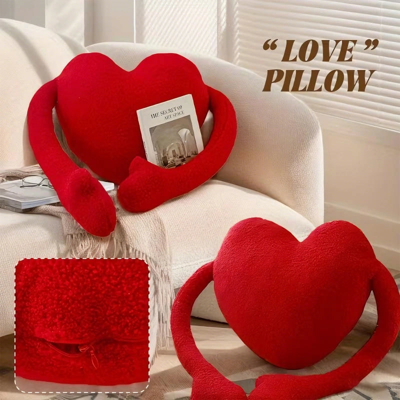 Heart-Shaped Velvet Love Pillow – Soft Red Plush Decorative Cushion for Sofa, Bed & Car | Romantic Valentine’s Day, Birthday & Anniversary Gift
