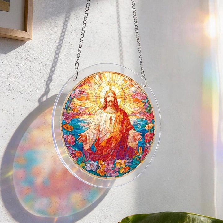 Holy Light of Jesus Acrylic Suncatcher – Radiant Christian Window Decor & Faith-Inspired Gift