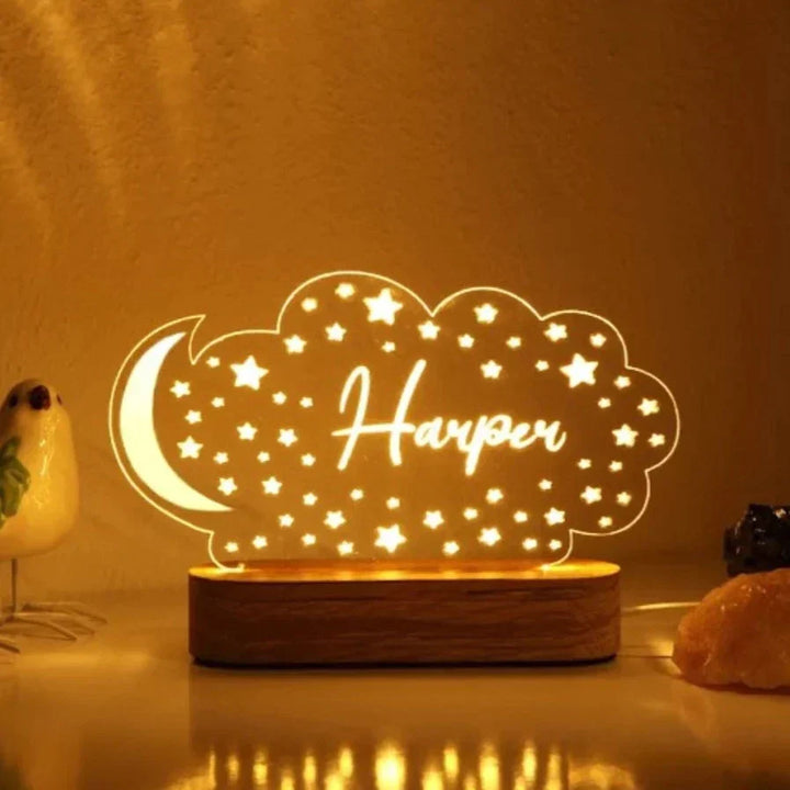 Personalized Night Light with Moon & Stars