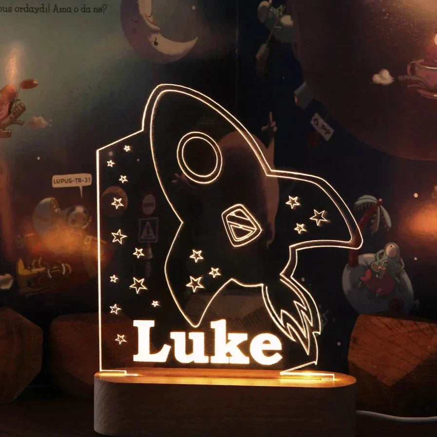 Personalized Night Light with Moon & Stars